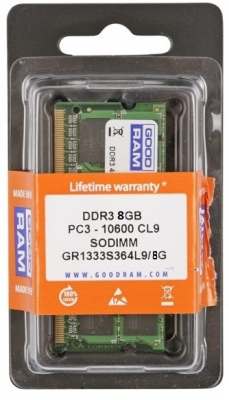 Pamięć GOODRAM (SODIMM/DDR3/8 GB/1333MHz/9 CLCL/SINGLE)