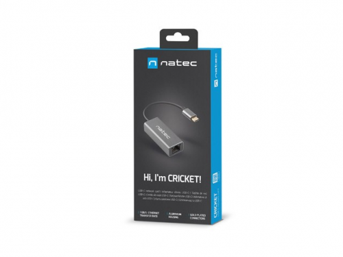 Karta sieciowa przewodowa NATEC Karta sieciowa Cricket USB-C 3.1 - RJ-45 1Gb na kablu NNC-1925