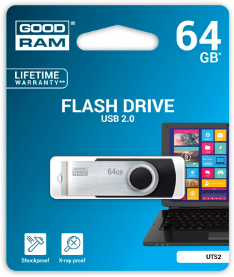 Pendrive GOODRAM Twister 64 GB USB 2.0 Czarny (64 GB /USB 2.0 /Czarny )