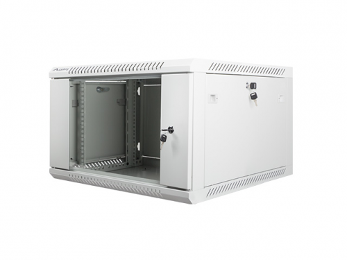 Szafa instalacyjna wisząca 19&#039;&#039; 6U 600X600mm szara (drzwi        szklane)