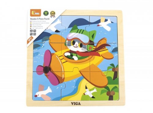 Viga 44632 Puzzle na podkładce 9 elementów - samolot