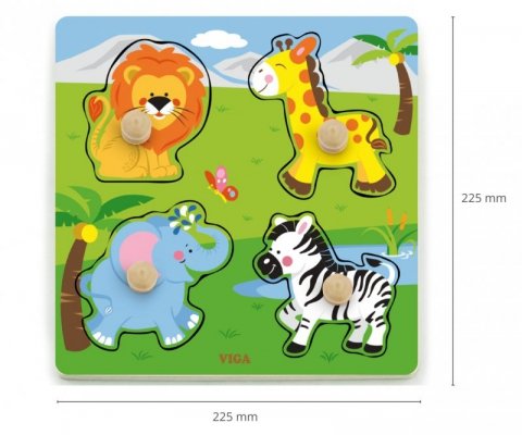 Viga 50840 Drewniane puzzle z uchwytami – zwierzęta Afryki
