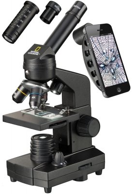 Mikroskop Bresser National Geographic o powiększeniu 40–1280 razy z uchwytem do smartfonu