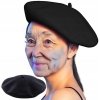 Beret czarny klasyczny miękki z antenką