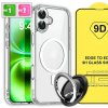 Etui do iPhone 17 case + szkło 9H wzmacniane 360° clear + uchwyt ring zestaw
