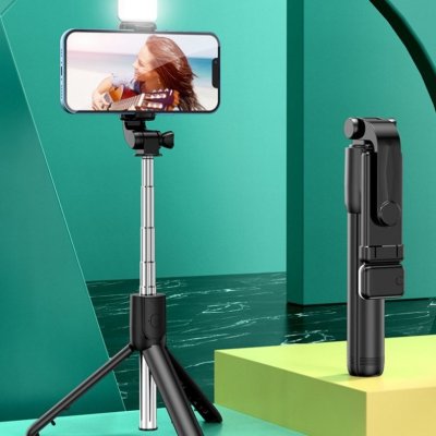 Kij do selfie z lampą statyw pilot bluetooth