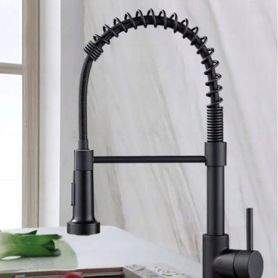 Bateria kuchenna czarna mat z wyciąganą wylewką 2 funkcje