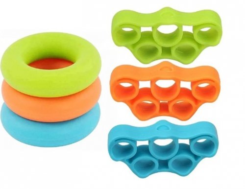 Zestaw do ćwiczeń palców dłoni kółka i gumy w woreczku