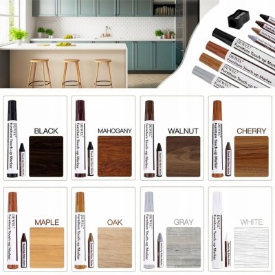 Zestaw do naprawy mebli 17w1 – markery i woski do rys na drewnie i panelach