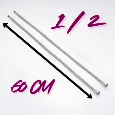 Wężyk do baterii w oplocie stal nierdzewna 60cm gwint 1/2 - 2 sztuki
