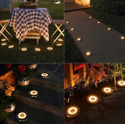 Lampy solarne 16 led oczka ogrodowe wbijane 4 sztuki