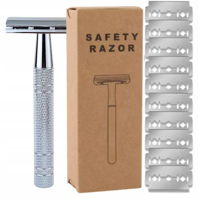 Maszynka do golenia na żyletki metalowa + 10 żyletek