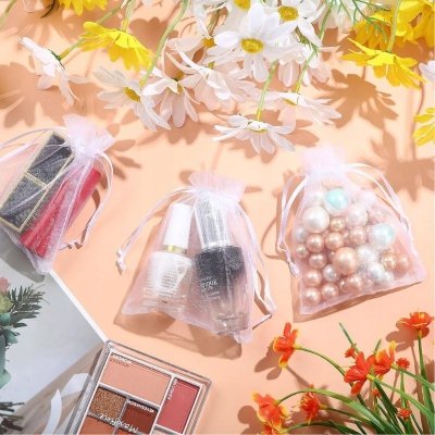 Woreczki z organzy białe 50 sztuk 14x10 cm – na prezenty, ślub, komunię, wesele