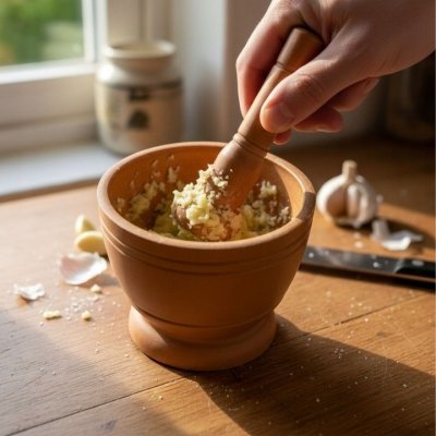 Moździerz kuchenny z tłuczkiem do rozdrabniania przypraw ziół