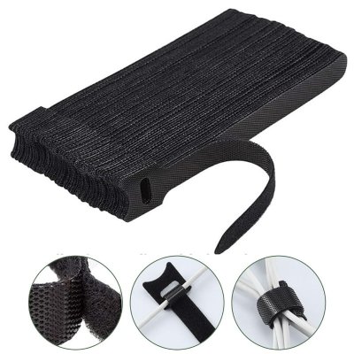 Opaski rzepowe na kable uniwersalne czarne 100 sztuk