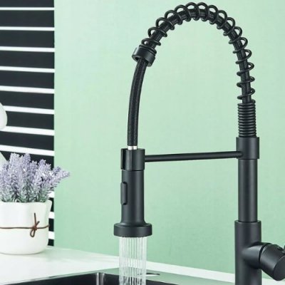 Bateria kuchenna czarna mat z wyciąganą wylewką 2 funkcje