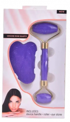 Roller do twarzy + płytka gua sha zestaw fioletowy