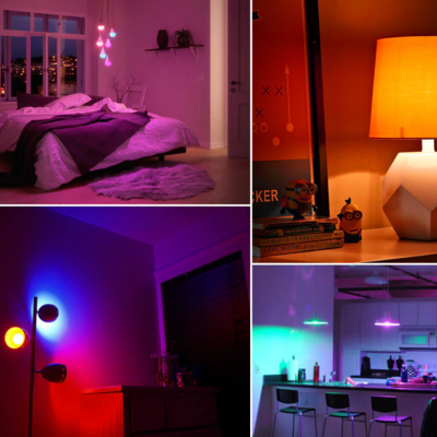 Żarówki kolorowe led rgb + piloty zestaw 4 sztuk