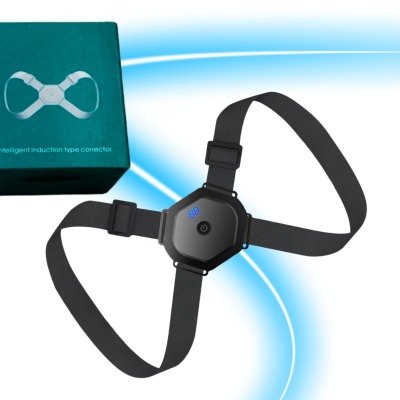 Inteligentny korektor postawy pajączek z wibracjami czarny