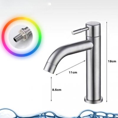 Zestaw 2 baterii łazienkowych – krany do zimnej i ciepłej wody – stal szczotkowana