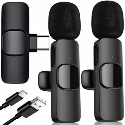 Zestaw 2 mikrofonów bezprzewodowych – mikrofony krawatowe do telefonu, tabletu, vlogów i podcastów