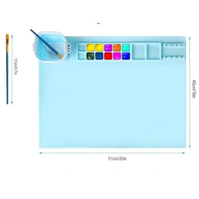 Mata do malowania z kubkiem i zestawem 10 pędzli