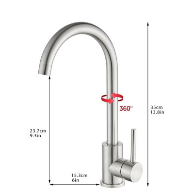 Bateria kuchenna SILVORA – stal szczotkowana INOX + 2 węże + zestaw montażowy