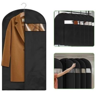 pokrowce czarne na ubrania z okienkiem 5 sztuk