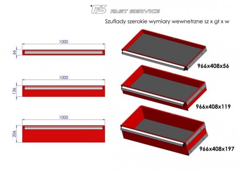 Nadstawka wózka MEGA z 4 szufladami PNM-154-54