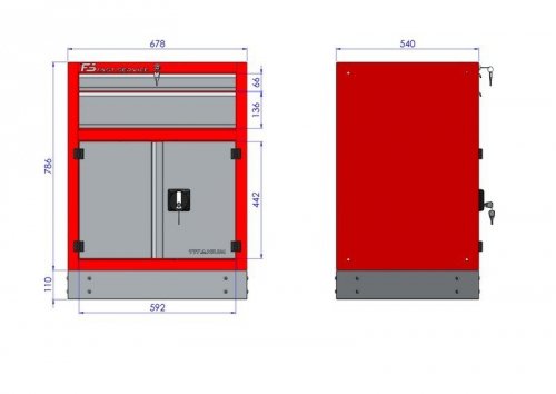 Szafka warsztatowa z 2 szufladami i drzwiami – T-31