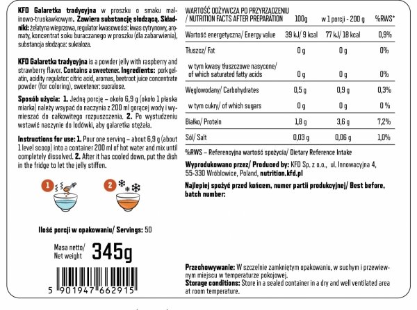 KFD Galaretka Dietetyczna 345g Malinowo-Truskawkowa info
