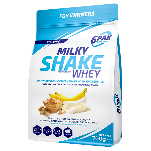  6PAK Milky Shake Whey 700g Masło Orzechowe z Bananem