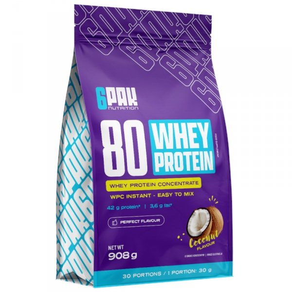 6Pak 80 Whey Protein 908g Kokos