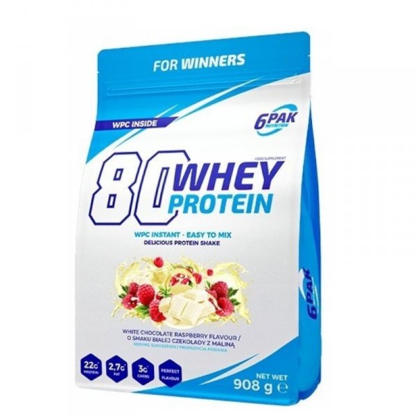  6Pak 80 Whey Protein 908 g Biała Czekolada-Malina