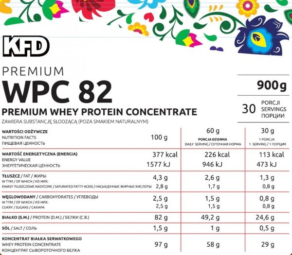 Białko KFD Premium WPC 82 900 g  Banan-Truskawka