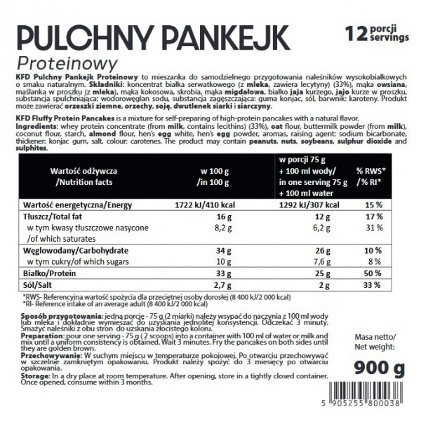 Pulchny Pankejk Proteinowy KFD 900g Naturalny info