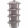 4x Mini Cocotte Okrągły 10 Cm, Antyczny Grafitowy Gift Giving Staub