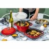 Zestaw 3 Naczyń + Pokrywka 24 Cm Czerwony Staub