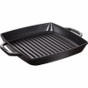 Kwadratowa Patelnia żeliwna Grillowa Z Dwoma Uchwytami 28 Cm, Czarny Staub