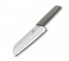 Nóż Santoku, ostrze ryflowane, 17 cm, oliwkowy VICTORINOX 6.9056.17K6B