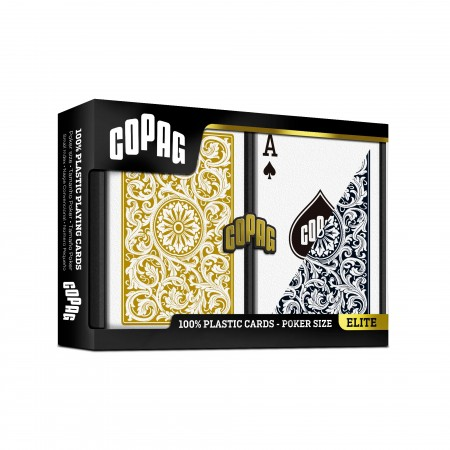 Karty do gry Copag Elite Poker - podwójny zestaw Regular size (czarne/złote)
