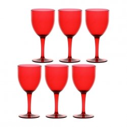 ROSE&amp;TULIPANI FIABA Zestaw 6 akrylowych kieliszków do wina 400 ml, czerwony