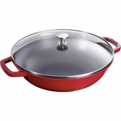 Wok żeliwny Z Pokrywką 30 Cm, Czerwony Staub