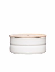 RIESS - Pojemnik niski z drewnianą pokrywą 0,6l Pure White