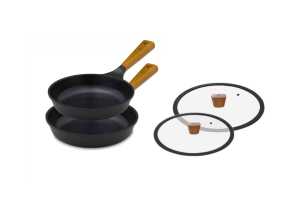 Zestaw Gerlach Patelnie z powłoką ceramiczną Natur 20+28 cm + pokrywki 