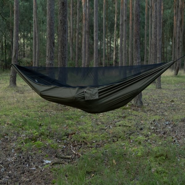 Hamak TigerWood kempingowy Bizon Long 3,5m z moskitierą oliwkowy