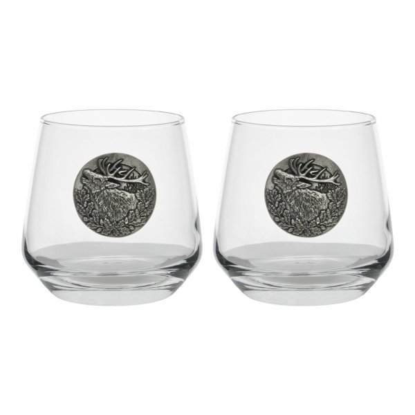 Szklanki do whisky Golden Fox Luna Jeleń zdobione odlewanym elementem 2szt.