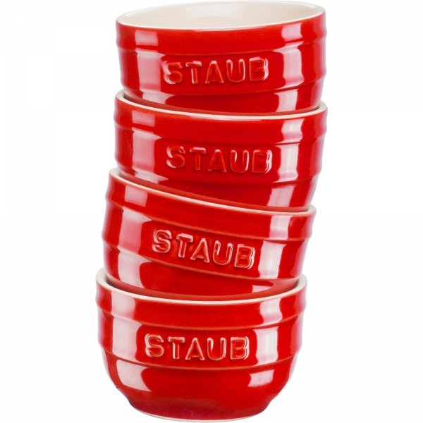 Zestaw 4 Ramekinów Okrągłych 9 Cm, Czerwony XS-MINIS Staub