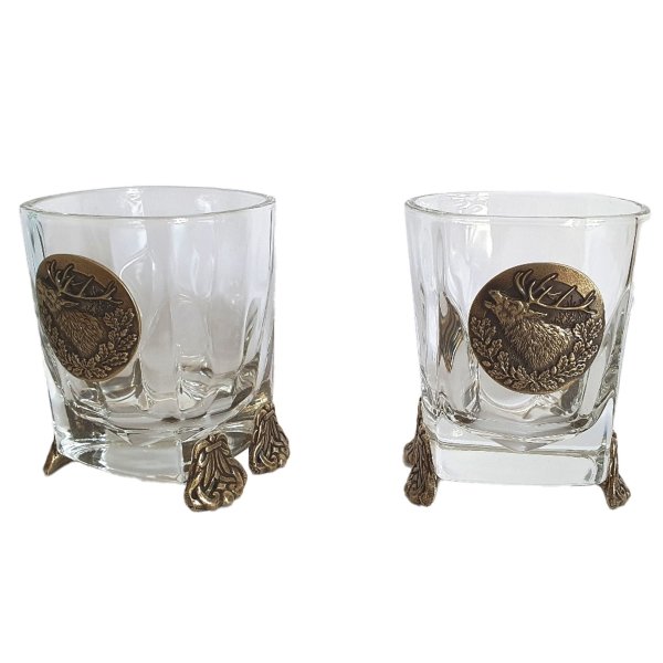 Szklanki do whisky Golden Fox Mars Deer zdobione odlewanym elementem 6 szt.