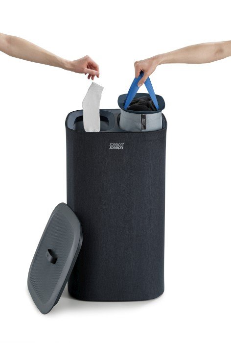 JJ-Kosz podwójny na pranie 60 l Tota, czarny